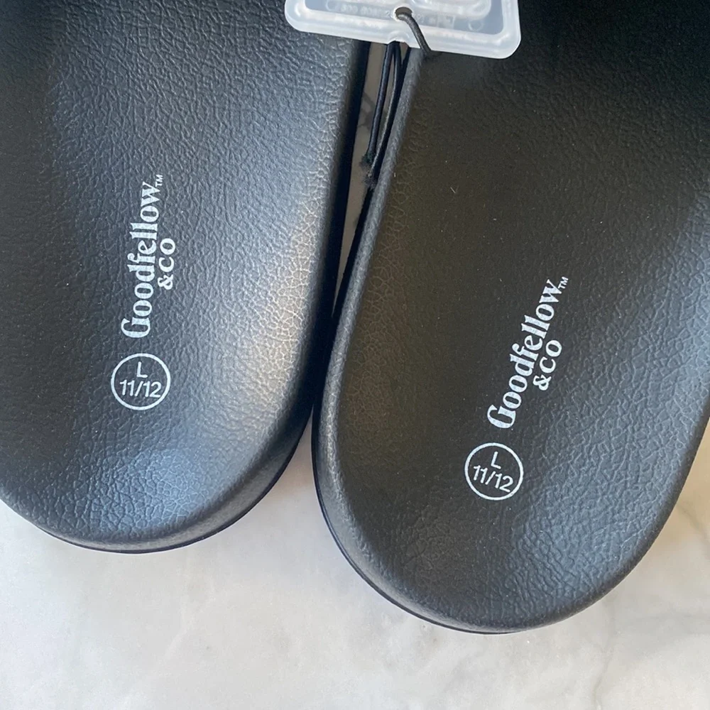 Goodfellow &‎ Co Mens Sandals 11/12 Black Ricky Slides NEW!